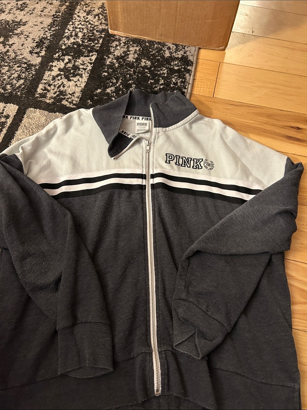 PINK Victoria's Secret Black and White Zip-Up Jacket